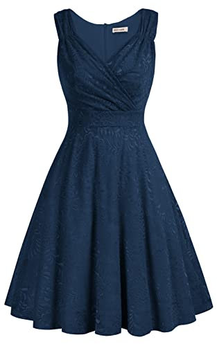 GRACE KARIN Abito Vintage per Donna Senza Maniche Scollo a V Classico Rockabilly Cocktail Party CL645-09 S