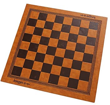 OUMIFA Schachspiel Geprägte Design Leder Schachbrett-Spiele-Checkers Schachbrett für 2 Spieler ab 6 Jahren