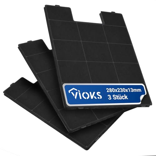 VIOKS Aktivkohlefilter Abluft 3x SET Filter Dunstabzugshaube Zuschneidbar Ersatz für Amica KF 17131 & KF 17133 Kohlefilter Zuschneidbar/Dunstfilter Abzugshaube/Cleanair Aktivkohlefilter