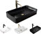 VBChome Waschbecken 62 x 35 x 11 cm Keramik Schwarz Stone Rechteckig Waschtisch Handwaschbecken Aufsatzwaschbecken Waschschale Gäste WC