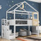 ModernLuxe Kinderbett Hochbett, Hausbett 90 x 200 mit Rausfallschutz Robuste, Etagenbett mit Lattenrosten, Rahmen aus Kiefernholz für Kinder (ohne Matratze) (mit Ablagetreppe)