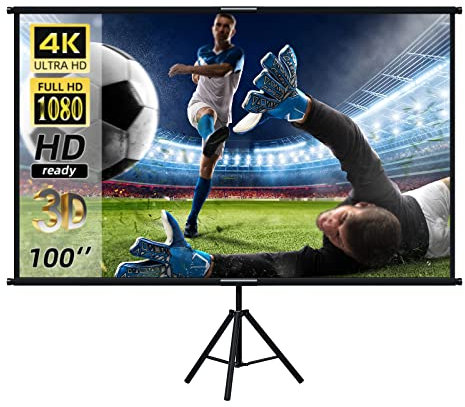 Projector Screen with Stand,Lejiada100 inch Indoor Outdoor Projection Screen, Portable 16:9 4K HD Movie Screen with Carry Bag Wrinkle-Free Design for…