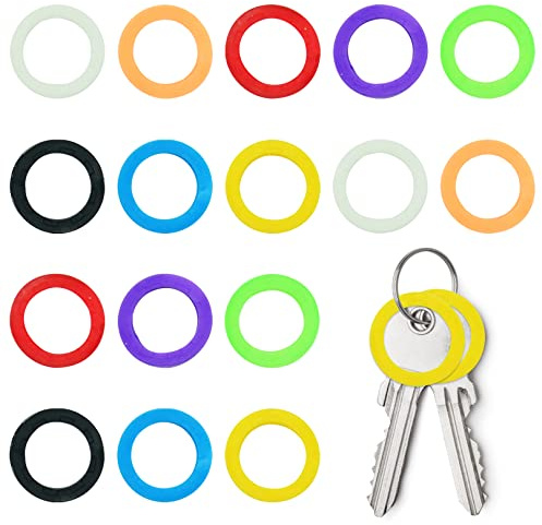 Key Caps Covers Key Cover Rubber Key caps Key Color Caps Flexible Key Cover | 16pcs 2.5cm Round Key Caps Covers for Standard Round Flat House Keys and Easy Identifying Door Keys(8 Colors)