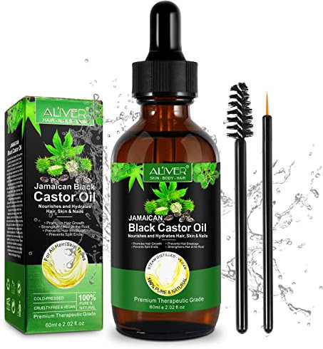 [Haarwachstum Beschleunigen] Rizinusöl 100% Bio Natürliches Kaltgepresst Castor Oil für Haare, Behandlung für Beschädigtes Haar - Schwarzes Rizinusöl für Körper, Nägel, Wimpern, Augenbrauen, 60ML