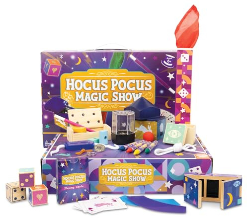 MindWare Hocus Pocus Magic Show Magician Kit - Exciting Magic Tricks for Kids with Over 25 Pieces and Instructional Videos