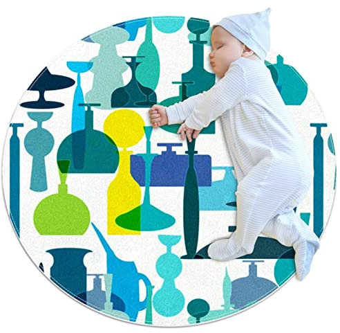 VBFOFBV Teppiche für Schlafzimmer, Ultra-luxuriöser, weicher und Dicker, Rutschfester Teppich für Kinder, Babyzimmer, Kinderzimmer, moderner Dekorteppich,Moderne abstrakte Kunst Utensilien Türkis