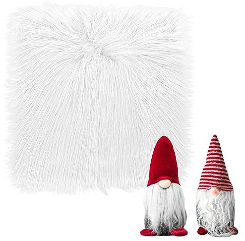 WLLHYF Kunstfell-Quadrate-Stoff 30 x 30 cm zotteliges Stoffzuschnitte Flauschiges Fell quadratische Flicken Plüsch-Teppich Stuhlbezug für Heimwerker Basteln Weihnachtsdekorationen (Weiß, 25 x 25cm)