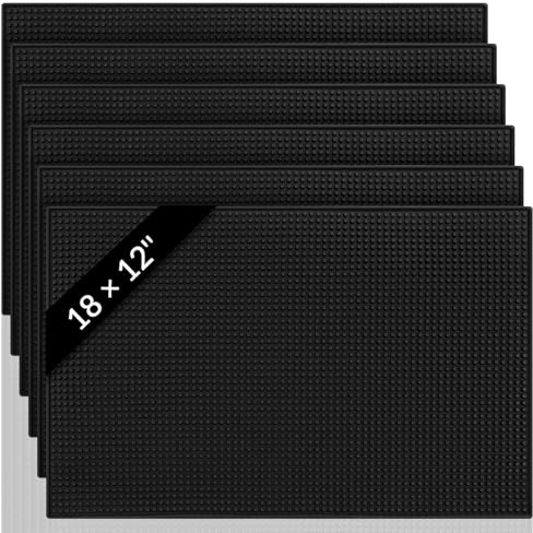 Tioncy 6 Pack Bar Mats, 18 x 12 Inch Black Countertop Service Liners