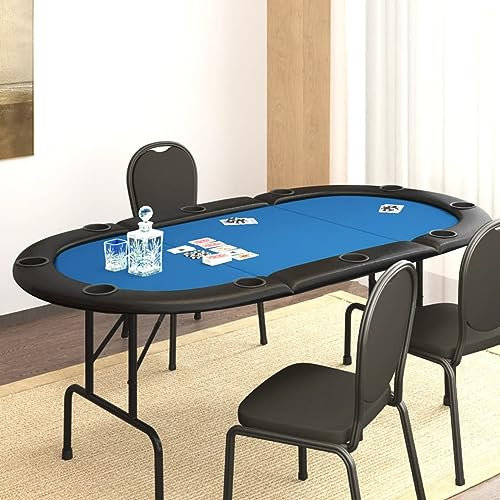 ZEYUAN Pokertisch Klappbar 10 Spieler Blau 206x106x75 cm, Poker Table, Spieltisch, Blackjack, Poker Tisch, Roulette Tisch, Deko Casino Poker