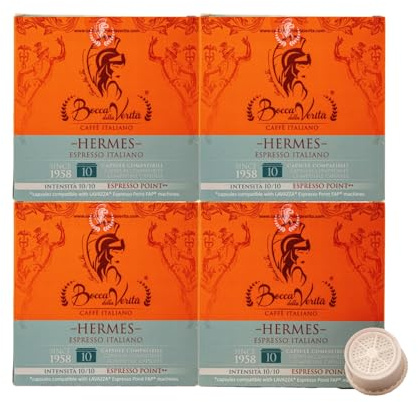 BOCCA DELLA VERITA - Caja de 40 Cápsulas de Café Italiano Sabor HERMES Espresso Italiano, Cápsulas Compatibles FAP con Cafetera Lavazza® Espresso Point, 100% Made in Italy