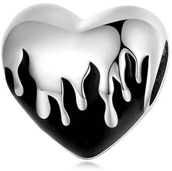 Charm Coeur Noir Mariée Cadavre pour Disney en argent 925 - Les Folies pour Pandora, Argent sterling, Zircone cubique