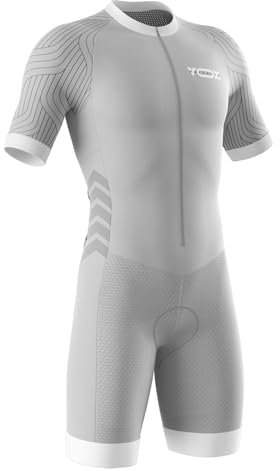 Triathlon Anzug Herren,Trisuit Einteiler,Einteiliges Radtrikot,Gepolstert einteilig Trisuit Bike Short Trisuit Einteiler für Wettkampf,Herren Fahrrad Skinsuit (Typ-9,XL)