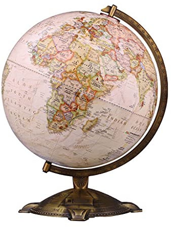 Geografischer Globus Globus mit schattiertem Relief, topografischer politischer Globus der Erde mit bronzefarbenem Metallständer, Weltkugel für Kinder, Weltkugel-Geschenk