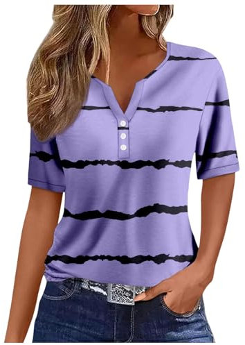 Damen Mit Print Sommer Tshirt - T-Shirt Sommer Kurzarm Bedrucken Rundhalsausschnitt Weiß Oberteile Elegant Oversize für Tshirts Leinenbluse Damen Top Bluse Sommer Crop Top Y2k