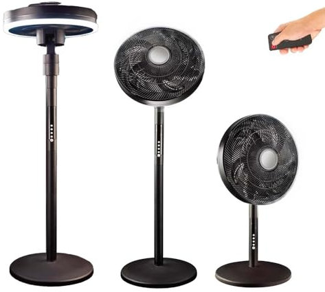 Wintem Ventilatore a Piantana 70W con Lampada LED Integrata - 5 Pale, 4 Velocità, Timer & Telecomando - Oscillante, Silenzioso, Altezza Regolabile - Ideale per Casa e Ufficio