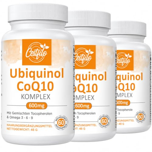 Ubiquinol CoQ10 600 mg Softgelkapseln - Aktive Form von CoQ10 Plus Vitamin E & Omega 3 6 9 - Fortschrittliches Coenzym Q10 (60 stück (3er Pack))