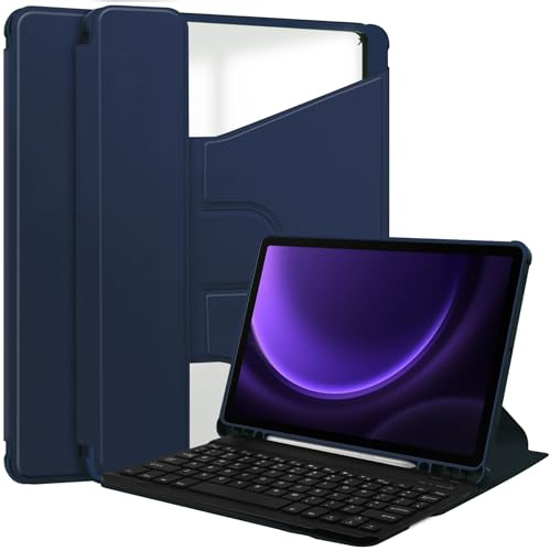 Lobwerk 2in1 Set Bluetooth Tastatur in Weiß + Hülle für Samsung Tab S9 SM-X710 SM-X716 2023 11 Zoll Case Schutzhülle Standfunktion Sleep and Wake