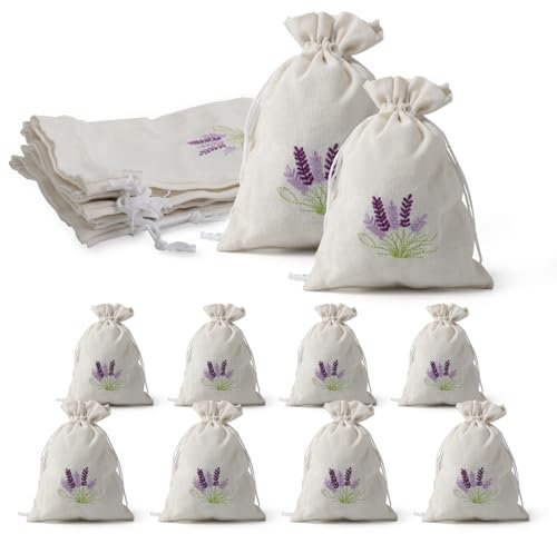 8 Stück Lavendelsäckchen Leer Lavendel Säckchen Duftsäckchen Leer Stoffsäckchen Kordelzug Weiß Stoffbeutel Klein für Lavendel, Gewürz und Vanille in Zwei Größen (4*[13 * 18cm]+4*[10 * 14cm])