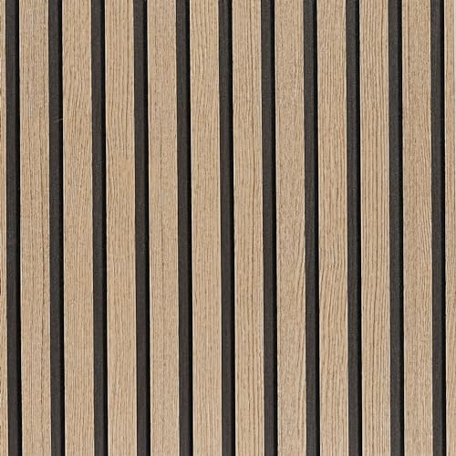 LOVADA Wood Slat Wallpaper Peel and Stick - 60cm x 500cm Self-Adhesive Brown Wood Effect, Removable Contact Paper for DIY Wall Decor & Feature Walls