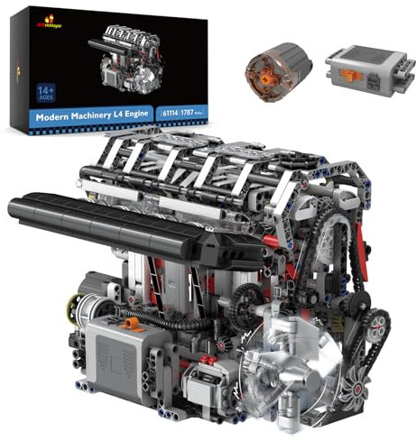 JMBricklayer Technic Machinery Engine 61128 - Kit de construcción de cuatro cilindros con motor eléctrico, motor eléctrico L4 para adultos, día del padre, hombres, niños a partir de 8 años (1787