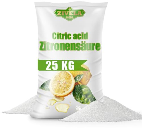 25 kg d'acide citrique en poudre de qualité alimentaire | Remède maison pour la cuisine et la maison | 25 kg d'acide citrique 100 % pur | Acide citrique E330