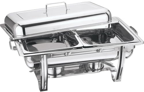 Stackable Double Chafing Dish Set - Stainless Steel 8.5L Cookware for Parties | Includes Warming Tray, 2 Fuel Holders, and Lid | Strong, Durable, and Long-Lasting Design
