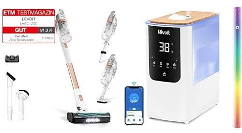 Levoit kabelloser Akku-Staubsauger LVAC-200 Golden Smart Luftbefeuchter Oasismist 450s