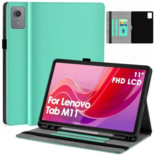 KATUMO Coque Étui pour Tablette Lenovo Tab M11 (11) 2024 TB330FU/331FC, avec Porte-Stylo, Housse Cover Case de Protection Fin et Rigide, en Cuir TPU Souple, Visualisation Multi-Angle