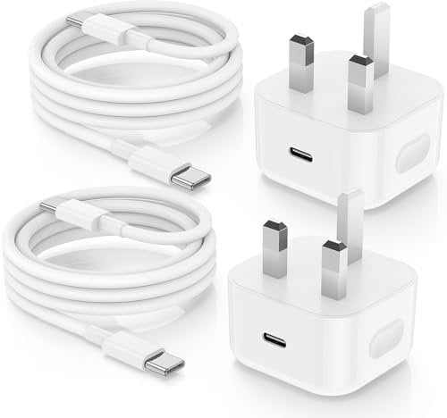 2Pack iPhone 15 16 Charger Plug and Cable, 20W Apple Original USB C Charger Plug with 2M Type C to C Fast Charging Cable Lead for iPhone 16 Pro/16 Pro Max/15 Pro/15 Plus/iPad Pro Air