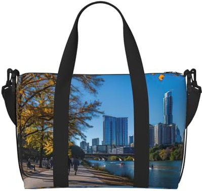 Austin Texas Print Weekender Bag Sport Gym Bag Damen Herren Krankenhaustasche Persönliche Reisetasche Handgepäcktasche Schwarz Einheitsgröße, Schwarz, One Size