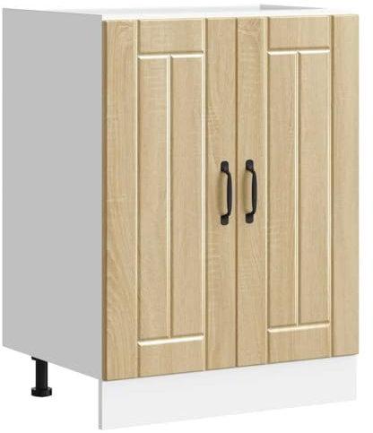 vidaXL Mobile Base Lavello Lucca Rovere Sonoma in Legno Multistrato, Mobile Base Cucina, lavello Cucina Mobile Base, lavello Base