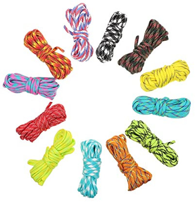 SUPVOX 12 Rolls of 4mm Heavy Duty Camouflage Rope for Camping Tent Outdoor Accessory Portable Tent Cord Ideal for Climbing Hiking and Emergency Use