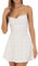 Damen-Minikleid mit Glitzer-Pailletten, Spaghettiträger, rückenfrei, A-Linie, Cami-Kleid, ärmellos, glitzernd, Party, Clubwear, Weiß A, L