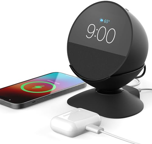 Charging Stand for Echo Spot with USB-C and USB-A Charging Ports for Multiple Devices, Echo Spot Stand Charging Station for iPhone Cellphones and Earbuds