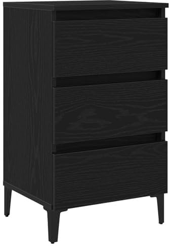 vidaXL Nachttisch mit Metallbeinen Schwarz Eiche 40x35x69 cm