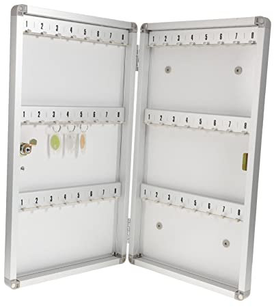 Boîte à clés murale en alliage d'aluminium – 48 crochets avec étiquettes faciles à ouvrir/fermer – Idéal pour la maison, l'école, l'hôpital et la sécurité