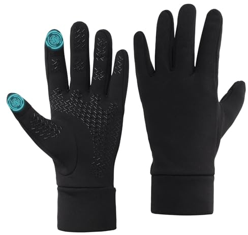 Laufhandschuhe für Herren Damen Fahrradhandschuhe Winddichte Warme Thermo-Innenhandschuhe, Winter Anti-Rutsch Touchscreen-Handschuhe für Sport, Wandern, Reiten, Autofahren, Radfahren
