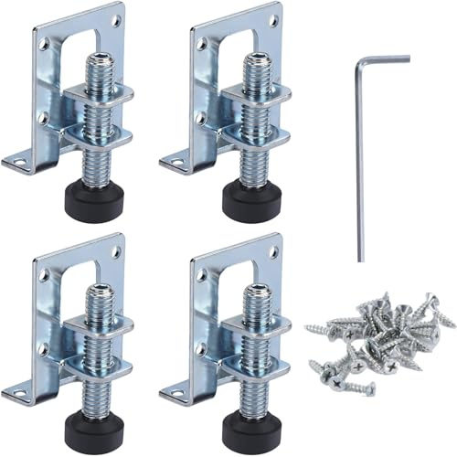 4 Pcs M10 Adjustable Furniture Feet,Adjustable Feet for Furniture | Heavy Duty Levelling Feet with Hex Key & 24 Screws for Tables, Cabinets, Workbenches & More