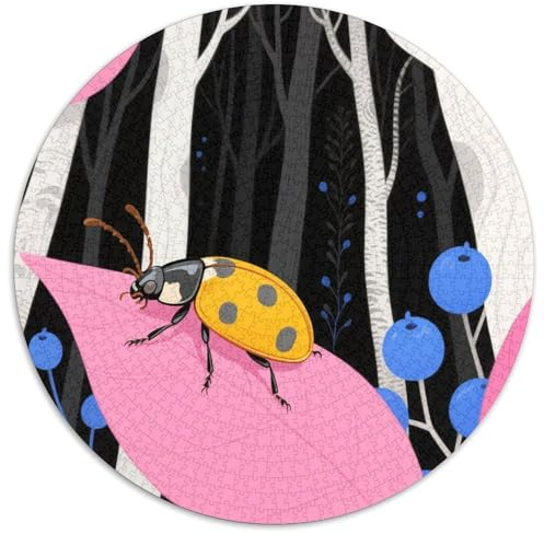 Ladybug 1000 Teile Puzzles Insekten Rund Puzzle Für Erwachsene Und Kinder Pädagogisches Für Erwachsene Kinder Buntes Tier Stressabbau-Spielzeug 1000pcs (67.5x67.5cm)