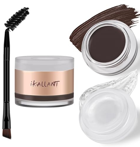 KYDA Dark Brown Eyebrow Gel and Brow Styling Wax Set, 2-in-1 Tinted Eyebrow Makeup Gift Kit with Dual-Ended Brush, Professional Waterproof Smudge Proof Eyes Brow Pomade & Styling Duo-01