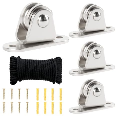 Zyiphor 4 Stück Metall Umlenkrollen für Seile 61x21mm Umlenkrolle Klein U-Rollen Seilrollen Pulley Seilrolle Umlenkrolle Mit Schrauben und Kunststoffhülsen, für Schiebetore, Sonnensegel (10mx6mm)