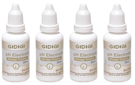 pH-Elektroden-Aufbewahrungslösung, 4er-Pack à 30 ml pH-Sondenlösung für pH-Meter und Redox-Meter, 3 MOL KCL-Elektroden-Füll-/Aufbewahrungslösung für Labor und Industrie