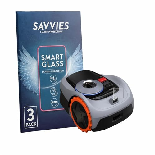 Savvies Schutzglas für Navimow i105E+ | 3 Stück Transparenter Displayschutz Made in Germany Panzer Schutz Glas 9H Schutzfolie HD Klar Blasenfrei Einfache Montage