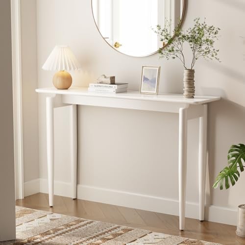 AQIMUELE Konsolentisch Holz, 30 cm schmaler Sofatisch, für Eingang, Flur, Foyer, Wohnzimmer, 30 x 120 x 76 cm (Weiß)