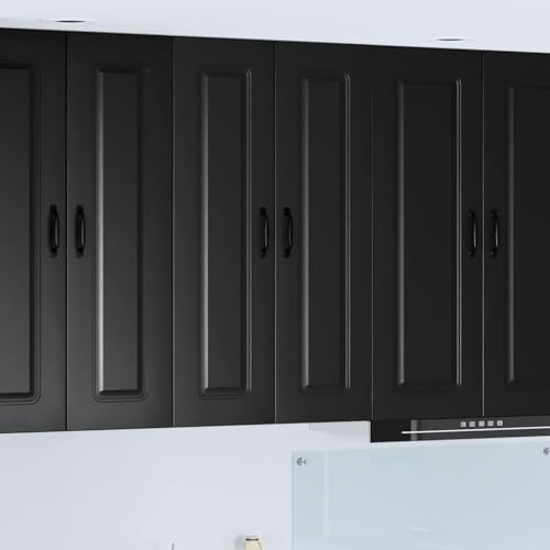 Owoxanthellate Hängeschrank Schwarz 60x31x100 cm aus Holzwerkstoff mit 3 Regalen Wandmontage Modernes Design für Küche Flur und Büro