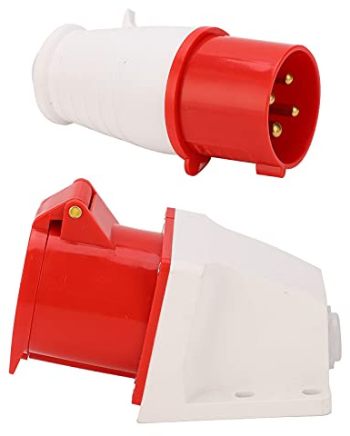 Dioche Kit de Enchufe y Toma de Corriente Trifásicos de 20a y 4 Pines - Juego de Conectores Industriales de 32A AC380V-415V para Uso en Interiores Exteriores - Diseño Resistente Al Agua Anticaídas
