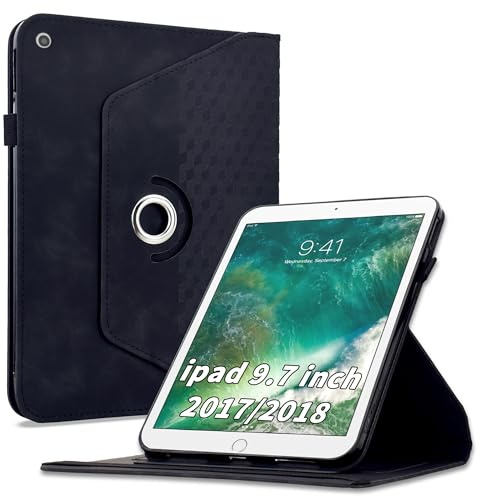 Vkooer Housse pour iPad 9,7 2018/2017 (6e/5e Génération) / iPad Air 2 / iPad Air - Support pivotant à 360 degrés avec Plusieurs Angles de Vue -Noir