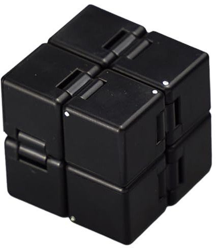 MUNZE Infinity Cube Fidget Toy, Unendlicher Würfel Gadgets Technik Spielzeug, Magic Flip Würfel Dekompression Zum Stressabbau, 8X4X2Cm (Schwarz)