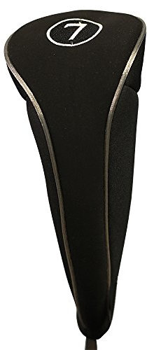 Schwarze Golfschlägerhaube mit Reißverschluss, #7, Fairway-Holz, Metall, Neopren, traditionell, einfarbig, Schutzhülle, passend für alle Fairway-Golfschläger für Golffreunde