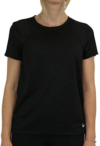 Nike Women's Short-Sleeve Running Top, Black/Black, XS